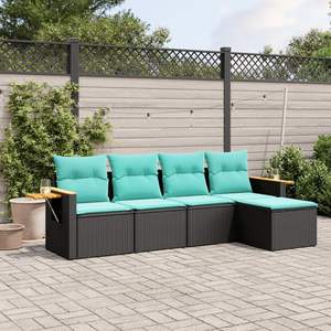 Conjunto de Sofás para Patio en Negro y Azul, Colección de Muebles Elegantes para Exteriores - Product Image 1