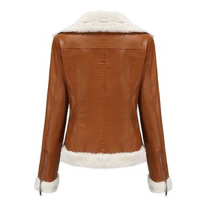 Wholesale Elegant Cowhide Leather <b>Bomber</b> <b>Jacket</b> for Women Oxford Fabric Knitted Processing Genuine Leather Nylon Lining - Product Image 5