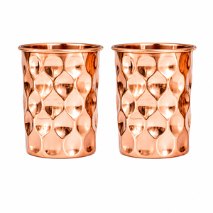 Juego de Vasos de Cobre Puro Hechos a Mano para la Salud y Desintoxicación, Diseño de Diamante Martillado, Taza de Agua de Cobre para el Hogar - Product Image 1