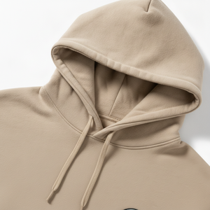 Sweat-shirt à capuche beige pour homme, coupe classique, en coton French Terry, imprimé avec logo personnalisé, vêtement décontracté pour l'automne - Product Image 4