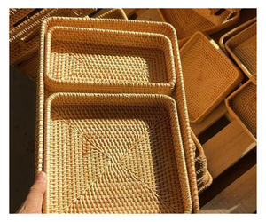 Cesta de Almacenamiento Redonda de Ratán Natural para Cocina, con Diseño de Hojas Verdes, Ecológica, Apilable, Decoración para el Hogar - Product Image 1