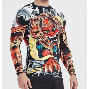 Wholesale <b>Men</b> <b>Compression</b> <b>Shirt</b> Long Sleeve Rash Guard Graphic Print UV Protection OEM Bulk Supplier - Product Image 2