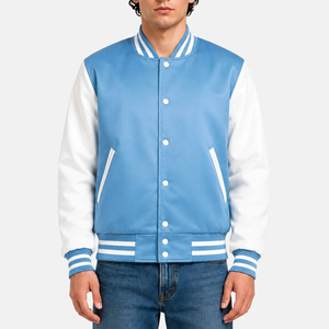 Veste universitaire en satin noir avec bordure à rayures blanches Coupe classique Style décontracté universitaire Col rabattu Fermeture à boutons - Product Image 4