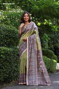 New Variety Tussar Silk with Madhubani Print- Traditional Pallu <b>Saree</b>-<b>Blouse</b> Set Collection Supplier from India <b>Saree</b> Love - Product Image 4