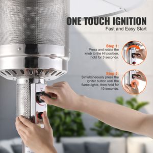Riscaldatore da Patio a Propano da 50000 BTU con Design a Tavolo e Ruote in Metallo per Uso Esterno - Product Image 6