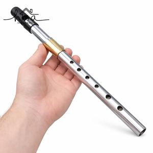 Flûte à bec en laiton, clé Do, sifflet métallique argenté avec anneau doré, instrument de musique pour débutants, cadeau d'entraînement - Product Image 1