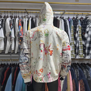 เสื้อฮู้ดดี้ผู้ชายแบบวินเทจ ผลิตตามสั่ง (OEM) ผ้าฝ้ายฟลีซ 100% เป็นมิตรกับสิ่งแวดล้อม สำหรับฤดูหนาว คุณภาพสูง เนื้อผ้าหนา ปักลายเพชรทั้งตัว - Product Image 3