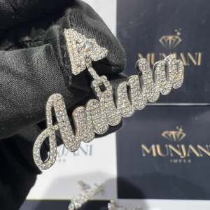 Colgante de Lujo Personalizado con Nombre, Diamante Moissanite VVS, Chapado en Oro, Estilo Hip Hop, para Rapper - Product Image 2