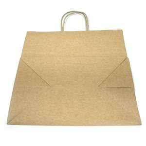 Sac à lunch en papier kraft de haute qualité imprimé recyclable personnalisé avec poignées torsadées - Product Image 6