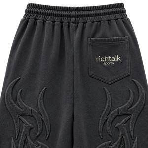 Men's Wide Leg <b>Fleece</b> <b>Pants</b> Embossed 3D Design Elastic Waist Drawstring Sporty Autumn Casual Trousers - Product Image 5