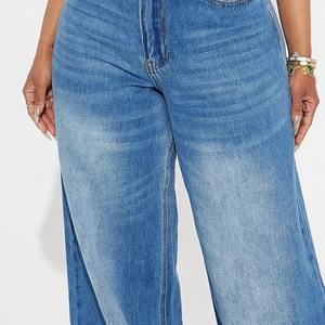 Pantalones Anchos Elásticos de Mezclilla para Mujer, Precio Bajo 2026, Jeans de Mezclilla Lavados de Tiro Bajo Personalizados para Mujer - Product Image 5