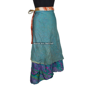 Faldas: 100 Formas de Usar la Falda Mágica Envolvente, Falda Larga de Seda India Vintage de 38 Pulgadas, 2 Capas, Reversible, Estilo Sari - Product Image 3