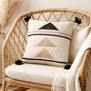 Handcrafted Kilim Pillow Cover Turkish Cotton Pillow with Tassel Triangle Pattern Kilim Decor Indian Handmade Kilim Pilowslip - Product Image 3