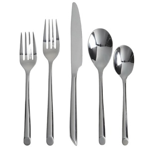 Juego de cubiertos únicos de 5 piezas de diseñador, cubiertos de acero inoxidable pulido brillante, mango único, cucharas para lavavajillas para ocasiones de boda - Product Image 3