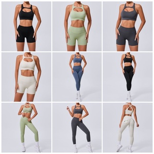 Conjunto Deportivo de 2 Piezas para Mujer, con Logotipo Personalizado, Cintura Elástica, Pantalones Cortos con Bolsillos y Efecto Push-Up, Ropa de Gimnasio - Product Image 2