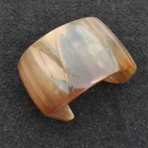 Brazalete de Cuerno Blanco Natural para Mujeres y Niñas, Joyería de Cuerno de Búfalo, Brazalete de Cuerno de Vaca, Forma Redonda de Ágata, Precio Bajo - Product Image 5