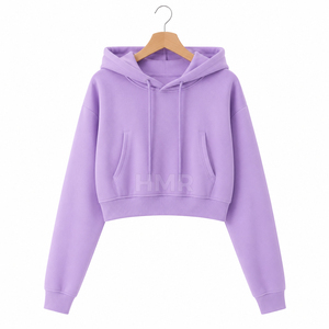 Sweat-shirt à capuche court HMR Sorority Sisterhood violet avec poches, manches régulières, en molleton, couleur unie, pour l'automne - Product Image 5
