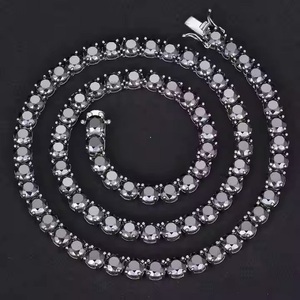 Moissanite Stones Prong Cuban Link Chain Necklace Solid 925 Sterling Silver with Rhodium Finish Passes Diamond Tester - Product Image 4