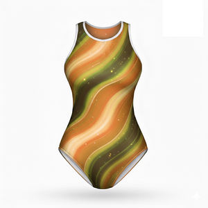 Maillot de bain bikini sexy en nylon avec coutures contrastées, découpes et liseré néon, grande taille - Product Image 6