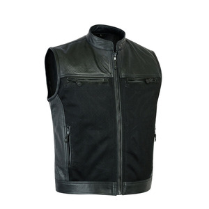 Classic Formal <b>Leather</b> Vest For Men Single Breasted Waterproof <b>Sleeveless</b> <b>Jacket</b> Zipper Closure Inner Lining Functional Pocket - Product Image 4