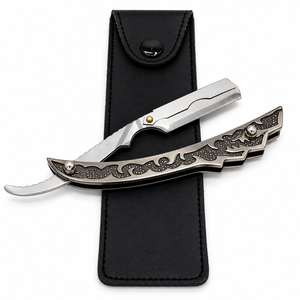 Rasoir de barbier professionnel en acier inoxydable avec manche papillon, lame tranchante, style vintage, logo personnalisé - Product Image 5