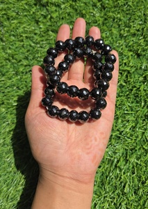 2 bracelets de 11,50 mm en moissanite noire ronde, faits à la main, à facettes - Product Image 2