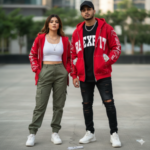Sudaderas con capucha y cremallera de gran tamaño, de alta calidad, con hombros caídos, personalizadas con serigrafía y pedrería, novedad al por mayor - Product Image 4