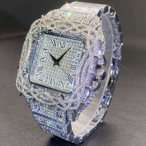 Luxury Full Iced Out VVS1 D Color Moissanite <b>Automatic</b> Mechanical <b>Skeleton</b> Dial Men's Stainless Steel Glass <b>Watch</b> - Product Image 2