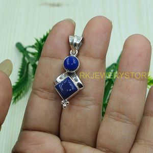 Collier pendentif en pierre précieuse lapis-lazuli bleu naturel, pendentif en argent sterling 925, grand bijou en lapis-lazuli, cadeau pour femme - Product Image 4