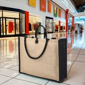 Sac de courses en jute pliable, fabriqué en jute et coton 100% naturels, sacs de magasin personnalisés pour les marchés et les centres commerciaux - Product Image 6