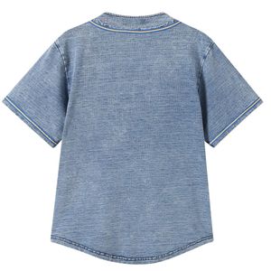 Camiseta de Béisbol de Mezclilla Sigma Gamma Rho, SGRho, con Botones, Azul y Dorado, Prenda Griega Premium, Unisex para Mujer - Product Image 4