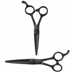 Ciseaux de coiffure professionnels rouges de 6 pouces, ciseaux de barbier, acier inoxydable japonais 440C, motif floral sur la poignée - Product Image 6