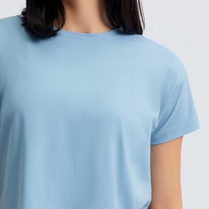 Camisetas Negras Personalizadas para Mujer, 200gsm, Corte Holgado, Casual, Primavera Verano, Nueva Camiseta Corta con Bordado, Venta al Por Mayor - Product Image 5