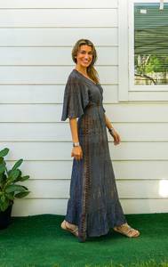 Maxi abito Tie Dye con Design alla moda tessuto abbigliamento Casual con maniche in stile dolce acquista <span class=keywords><strong>ora</strong></span>! Esportato dai rivenditori - Product Image 3