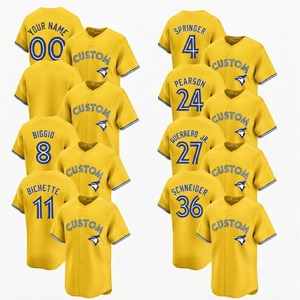 Servicio de Personalización, Jersey Americano Amarillo para Hombre, Aplique con Nombre y Número del Equipo Personalizados, Secado Rápido, Antibacteriano, Impresión Digital 100% - Product Image 1