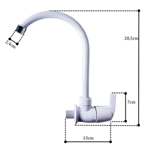 ก๊อกน้ำอ่างล้างจานแบบติดตั้งบนเคาน์เตอร์ KSN เวียดนาม รุ่น KSOM-35T9 สีขาวทันสมัย ผลิตจากพลาสติก ABS ชุบโครเมียม แบบน้ำเย็น หัวก๊อกแบบคอห่าน หมุนได้ - Product Image 2