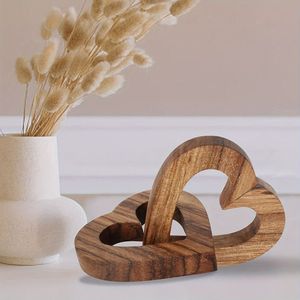 Stylish Wooden <b>Heart</b> Table Centerpiece For Modern Home Decor And Special Occasion Table Decoration - Product Image 3