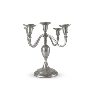 Wholesale Bulk 5-Arm Metal Candelabra <b>Candlestick</b> Holder Elegant <b>Silver</b> Finish Wedding Centerpiece Dining Table Home Decoration - Product Image 3