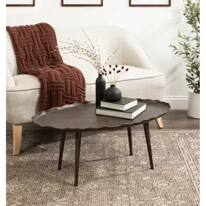 Table basse nordique en métal, cadre doré décoratif, plateau amovible fait main, style côtier, mobilier de salon - Product Image 5