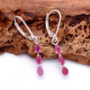 Ruby Pear Drop <b>Earrings</b> 925 Sterling <b>Silver</b> Handmade Gemstone Jewelry Elegant Gift For Women Fashion <b>Earrings</b> - Product Image 4