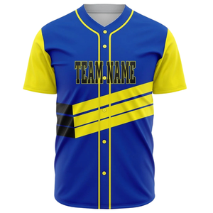 Maillot de baseball personnalisé bleu et jaune pour hommes, respirant, uniforme d'équipe de softball, chemise de sport athlétique pour équipes - Product Image 2
