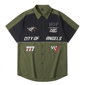 Chemise de travail pour homme à manches courtes, style mécanicien, pour équipe de course, garage industriel, broderie personnalisée disponible - Product Image 1