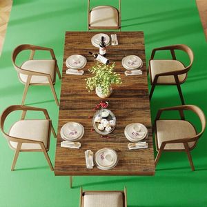 Tavolo da Pranzo Rettangolare in Legno Marrone e Nero da 63mm per 4-6 Persone - Product Image 4