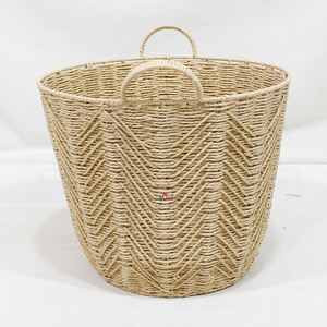 Cesta de mimbre de cuerda de papel redonda ecológica hecha a mano, organizador de almacenamiento natural duradero para el hogar y la Oficina - Product Image 4