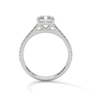 Bague de fiançailles en diamant de laboratoire taille émeraude certifié GRA avec pierres latérales serties pavé, or blanc 14 carats massif, pour elle - Product Image 2