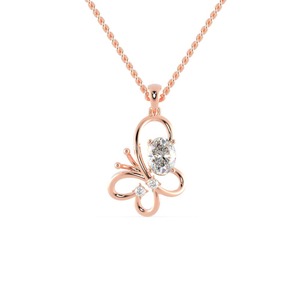 Collier Papillon en Argent Sterling Plaqué Rhodium avec Pendentif Charm en Moissanite de Laboratoire de 0,08 ct Taille Brillant et 1,09 ct Or Blanc 18 carats - Product Image 2