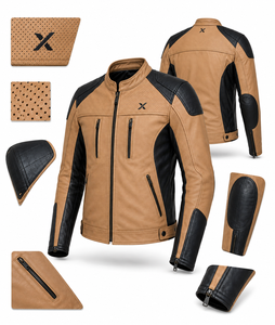 Blouson de moto en cuir d'été |   Imprimé respirant |   Noir Tan Bleu Glacé Rouge |   Fabricant OEM ODM |   Vêtements de course | - Product Image 6