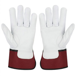 Top Seller Cowhide Grain Leather Work Gloves Back Drilled Cotton Fabric & Fleece Lining Inside For Gardening & Construction - Product Image 5