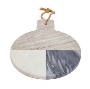 Gran oferta tabla de cortar de mármol con 3 diferentes colores de piedra gris negro y blanco piedra redonda con mango cuerda percha tablero - Product Image 6