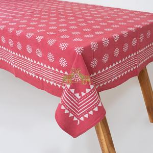 Nappe de table rectangulaire vintage en coton 100 % imprimé floral Dabu pour événements et fêtes – Fabrication artisanale - Product Image 5